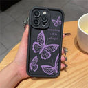 iPhone 13 Pro TPU-cover med Sommerfugleprint - Lilla / Sort