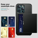 iPhone 13 Pro Hybrid Cover med Glidende Kortslot - Sort