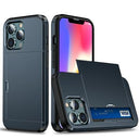 iPhone 13 Pro Hybrid Cover med Glidende Kortslot - Mørkeblå