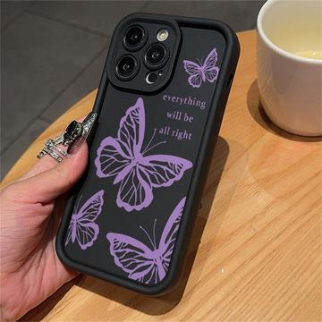 iPhone 13 Pro Max TPU-cover med Sommerfugleprint - Lilla / Sort