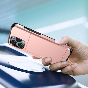 iPhone 13 Pro Max Hybrid Cover med Glidende Kortslot - Army Grøn