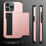 iPhone 13 Pro Max Hybrid Cover med Glidende Kortslot - Sort