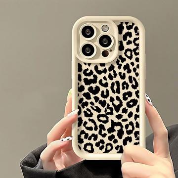 iPhone 13 Pro Max TPU-cover med leopardprint - hvid