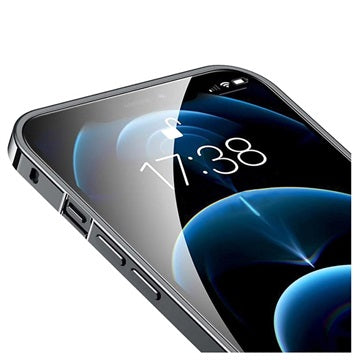 iPhone 13 Pro Max Metal Bumper med Plastik til Bagsiden - Sort