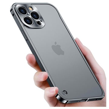 iPhone 13 Pro Max Metal Bumper med Plastik til Bagsiden - Sort