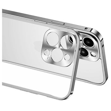 iPhone 13 Pro Max Metal Bumper med Plastik til Bagsiden  - Sølv