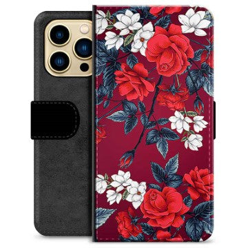 iPhone 13 Pro Max Premium Flip Cover med Pung - Vintage Blomster