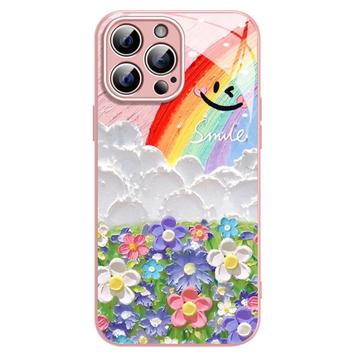 iPhone 13 Pro Max Smil og Regnbue Hybrid Cover - Pink