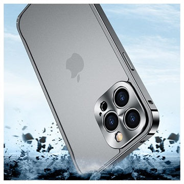 iPhone 13 Pro Metal Bumper med Plastik Bagsiden - Sort