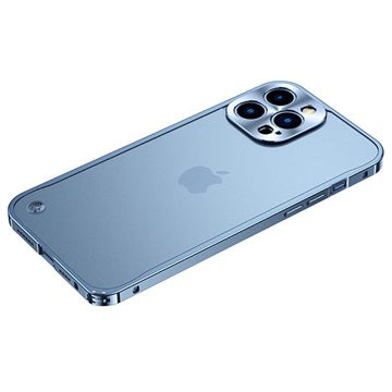 iPhone 13 Pro Metal Bumper med Plastik Bagsiden - Blå
