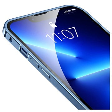 iPhone 13 Pro Metal Bumper med Plastik Bagsiden - Blå