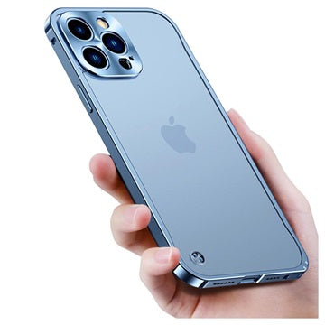 iPhone 13 Pro Metal Bumper med Plastik Bagsiden - Blå