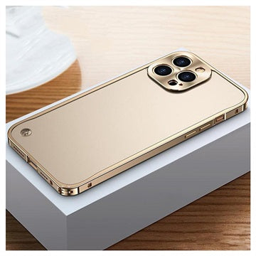 iPhone 13 Pro Metal Bumper med Plastik Bagsiden - Guld