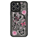 iPhone 13 Pro Stilfuldt beskyttende magnetisk cover - sommerfugle / roser