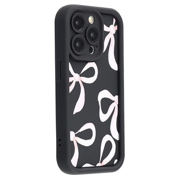 iPhone 13 Pro Stilfuldt stødsikkert TPU cover med forhøjede kanter - sort / stor sløjfe