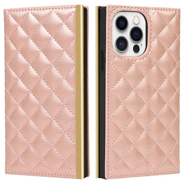 iPhone 13 Pro Pung Taske med Makeup Spejl - Rødguld