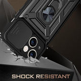 iPhone 13 Roterende Ring Hybrid Cover med Kameraskjold - Sort