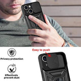 iPhone 13 Roterende Ring Hybrid Cover med Kameraskjold - Sort