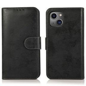 iPhone 13 Vintage 2-i-1-pungetui med aftageligt låg - sort