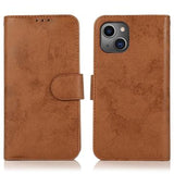 iPhone 13 Vintage 2-i-1-pungetui med aftageligt låg - brun