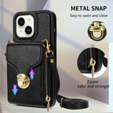 iPhone 14 Alt-i-et cover med pung og rem - Sort
