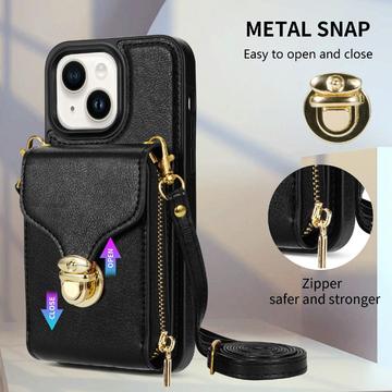 iPhone 14 Alt-i-et cover med pung og rem - Sort