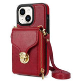 iPhone 14 Alt-i-et cover med pung og rem - rød
