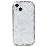 iPhone 14 TPU-cover med sommerfugle og perler - gennemsigtigt