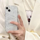 iPhone 14 TPU-cover med sommerfugle og perler - gennemsigtigt