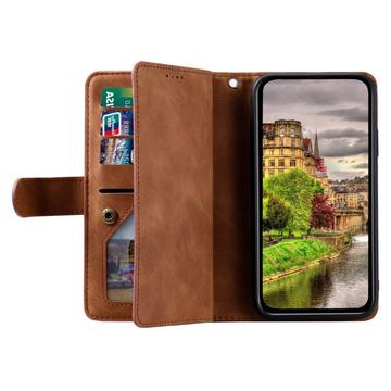iPhone 14-cover med pung og magnetisk lukning - brun