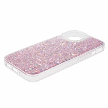 iPhone 14 Glitter Flakes TPU Cover - Pink