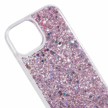 iPhone 14 Glitter Flakes TPU Cover - Pink