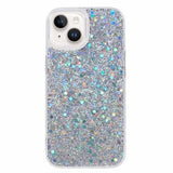 iPhone 14 Glitter Flakes TPU Cover - Sølv
