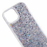 iPhone 14 Glitter Flakes TPU Cover - Sølv