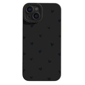 iPhone 14 Slim TPU-cover med hjertemønster - sort
