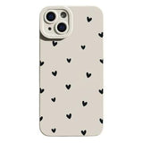 iPhone 14 Slim TPU-cover med hjertemønster - hvid / sort