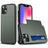 iPhone 14 Hybrid Cover med Glidende Kortslot - Army Grøn