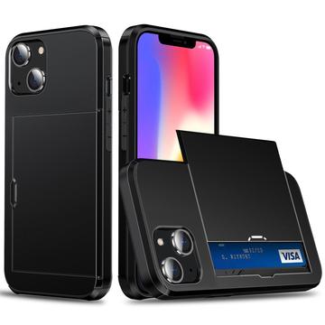 iPhone 14 Hybrid Cover med Glidende Kortslot - Sort