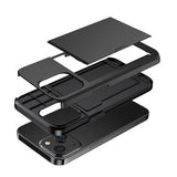 iPhone 14 Hybrid Cover med Glidende Kortslot - Sort