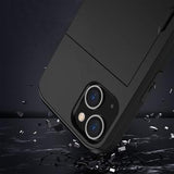 iPhone 14 Hybrid Cover med Glidende Kortslot - Sort