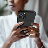 iPhone 14 Hybrid Cover med Glidende Kortslot - Sort