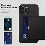 iPhone 14 Hybrid Cover med Glidende Kortslot - Sort