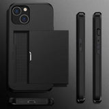 iPhone 14 Hybrid Cover med Glidende Kortslot - Sort