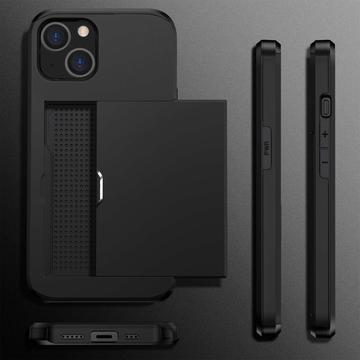 iPhone 14 Hybrid Cover med Glidende Kortslot - Sort