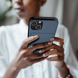 iPhone 14 Hybrid Cover med Glidende Kortslot - Mørkeblå