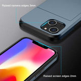 iPhone 14 Hybrid Cover med Glidende Kortslot - Mørkeblå