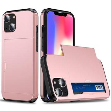 iPhone 14 Hybrid Cover med Glidende Kortslot - Rødguld