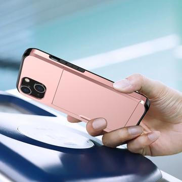 iPhone 14 Hybrid Cover med Glidende Kortslot - Rødguld