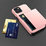 iPhone 14 Hybrid Cover med Glidende Kortslot - Rødguld