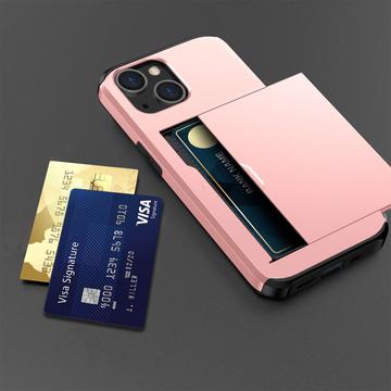 iPhone 14 Hybrid Cover med Glidende Kortslot - Rødguld